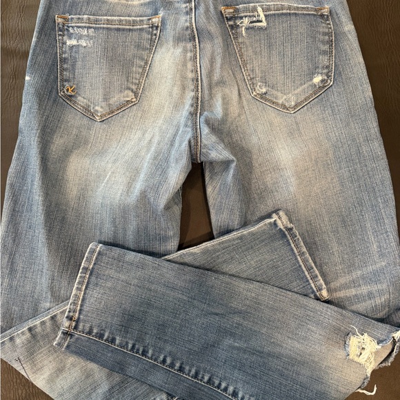 Kut from the Kloth Medium Blue Distressed Straight Leg Jeans - Picture 14 of 16